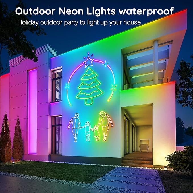 AILBTON 32.8Ft Neon Rope Lights,Flexible Led Rope Lights Control with App/Remote,Multiple Modes Rope Lights,IP65 Outdoor RGB Led Neon Light Waterproof,Music Sync Gaming