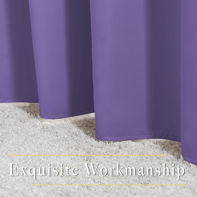 NICETOWN Blackout Lilac Purple Curtains 72 inches Long - Window Treatment Thermal Insulated Sound Reducing Solid Grommet Light Blocking for Bedroom/Living Room (Set of 2, W46 x L72)