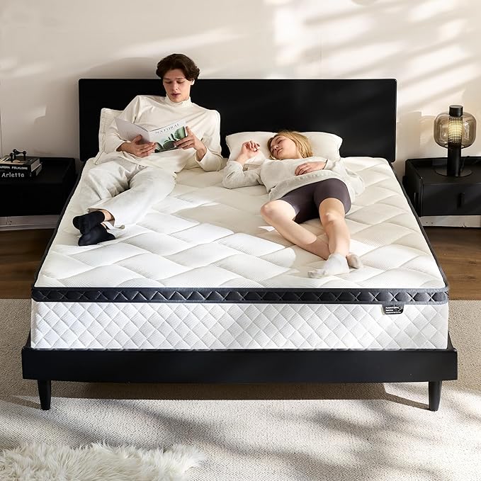 King Size Mattress in a Box, 10 Inch Hybrid Mattress with Individual Pocket Spring & Memory Foam, Soft, Motion Isolation, Medium Firm Comfort for Pressure Relief, CertiPUR-US Certified