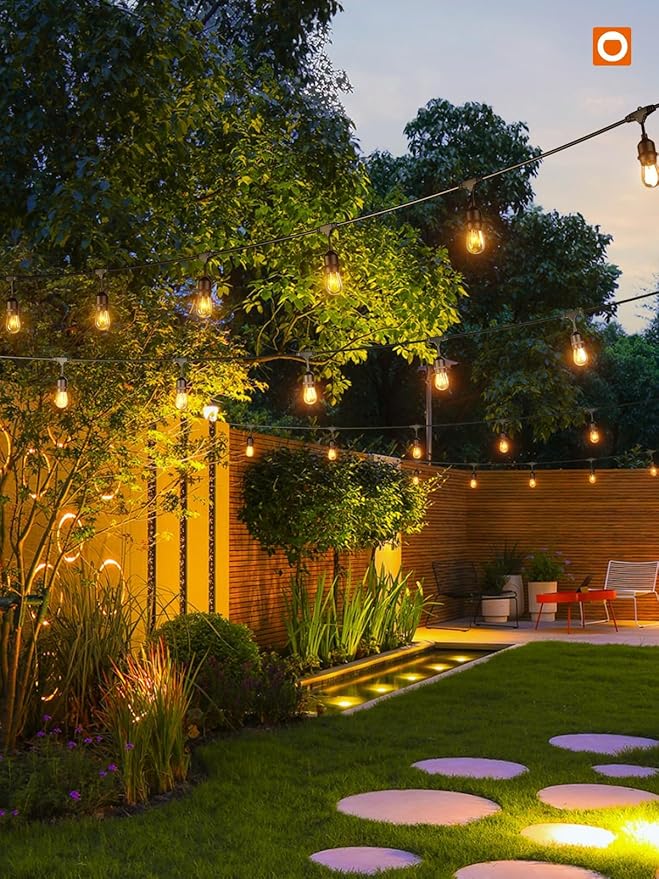 addlon 96FT(48FT*2) Outdoor String Lights Commercial Grade Weatherproof Strand, 36 Edison Vintage Bulbs, 30 Hanging Sockets 6 Spare Bulbs ETL Listed Decorative Christmas Lights for Patio Garden