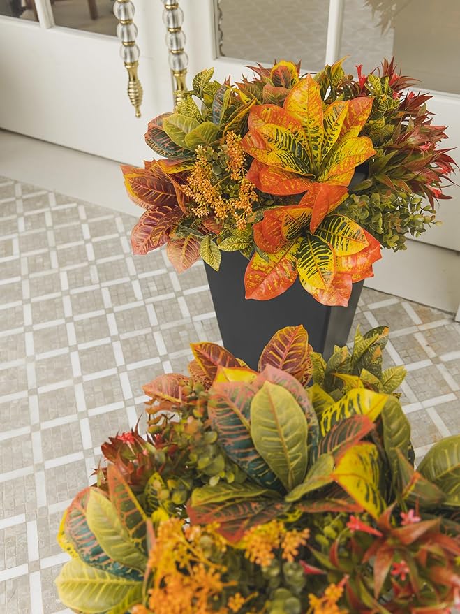 PARTY JOY 12 Bunches Artificial Fall Flowers, Fake Plants Outdoor, Fake Bushes UV Resistant Artificial Flowers Greenery Shrubs Faux Greenery for Outdoor Garden Patio Front Porch Yard Decor
