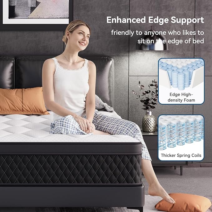 ELEMUSE Twin Mattress, 10 Inch Hybrid Memory Foam Mattress in a Box, Pressure Relieving Comfort, Individual Pocket Springs for Motion Isolation, Medium Firm, CertiPUR-US Certified, Fiberglass Free