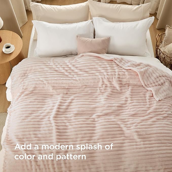 Bedsure GentleSoft Blankets Queen Size for Bed - Cozy Soft Blankets for Women, Cute Large Fleece Throws for Girls, Crystal Pink, 90x90 Inches