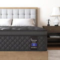 Full Mattress, 14 Inch Hybrid Mattresses Black Euro Top Medium Firm for Back & Lumbar Support, 100 Night Trial, Individual Pocket Spring Bed for Motion Isolation & Pressure Relief