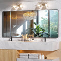 Hasipu Black Bathroom Mirror for Wall, 72 x 32 Inch Metal Framed Bathroom Mirrors for Over Sink, Rectangle Bathroom Vanity Mirror, Anti-Rust, Tempered Glass, Horizontal or Vertical