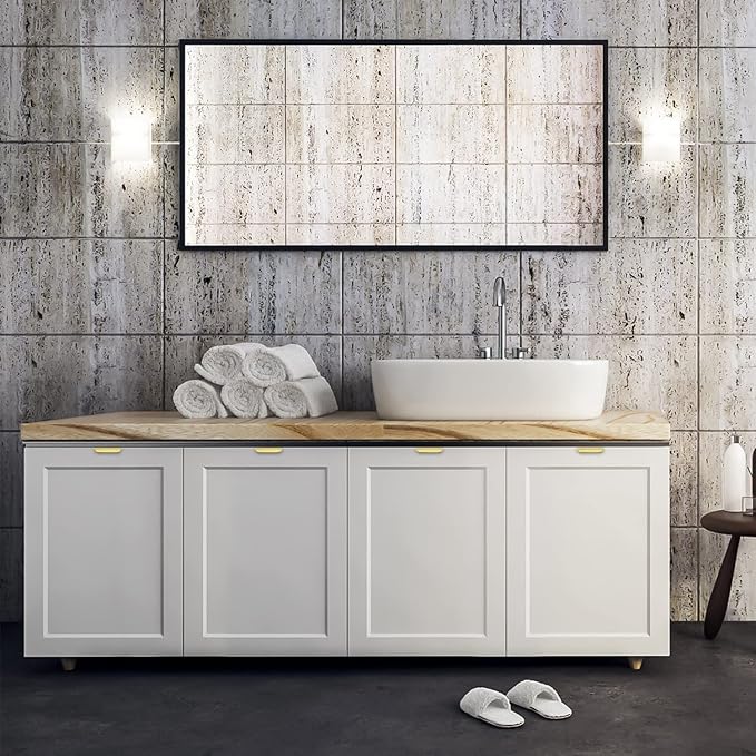 Ravinte Hardware 30 Pack Gold Cabinet Handles, 4 Inch (102mm) Finger Edge Pulls, 3 Inch Hole Center, Finger Pulls for Cabinets