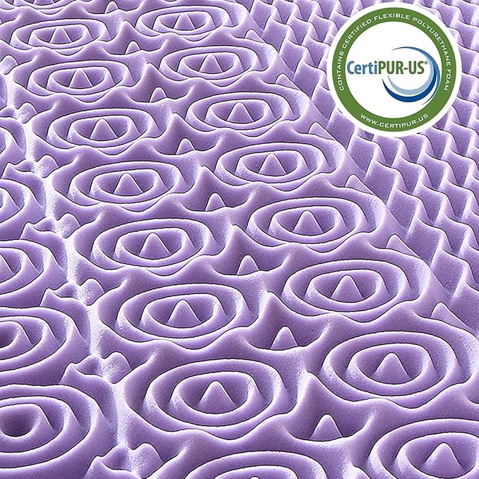 MUXHOMO 2 Inch 7-Zone Twin XL Mattress Topper, Egg Crate Foam Mattress Topper Twin XL Size for Back Pain, Lavender Cooling Gel Infused Bed Pad, CertiPUR-US and Oeko-TEX Certification (79"×38")