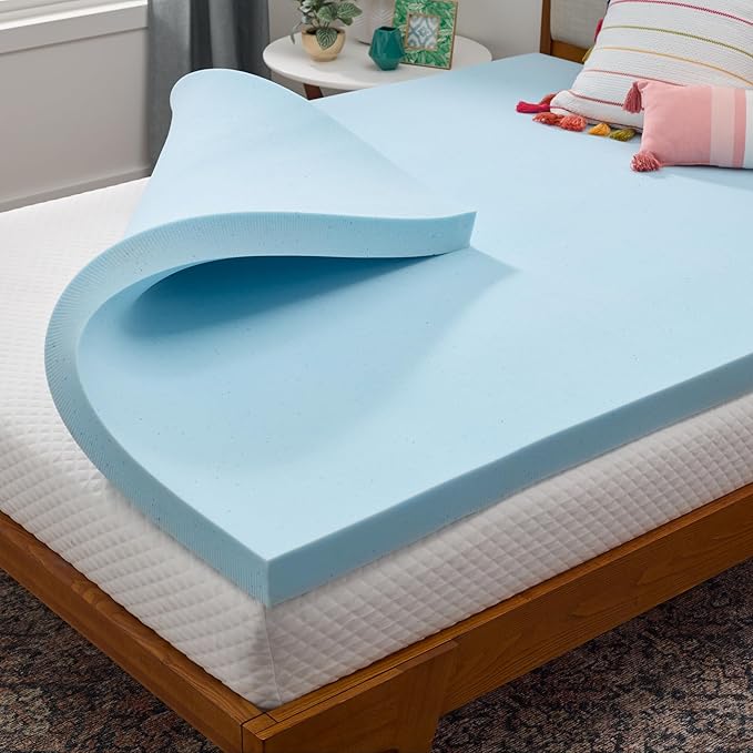 LINENSPA Memory Foam Mattress Topper - 3 Inch Gel Infused Memory Foam - Plush Feel - Cooling and Pressure Relieving - CertiPUR Certified - Dorm Room Essentials - California King Size