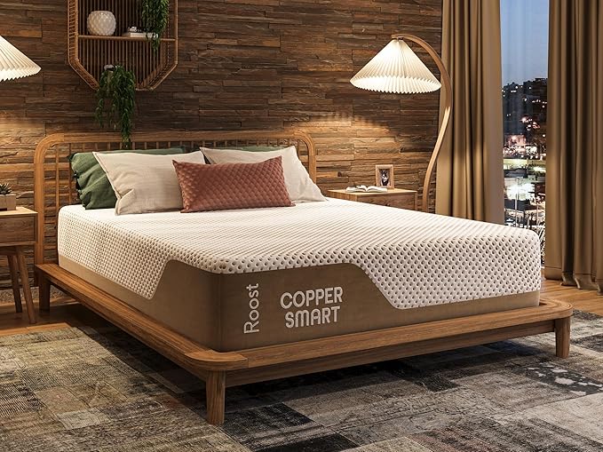 ROOST SLEEP 14-Inch Full Mattress with Medium Firm Support, CertiPUR-US Certified, Copper Smart Thermic Cooling Gel Memory Foam for Hot Sleepers, Made in USA