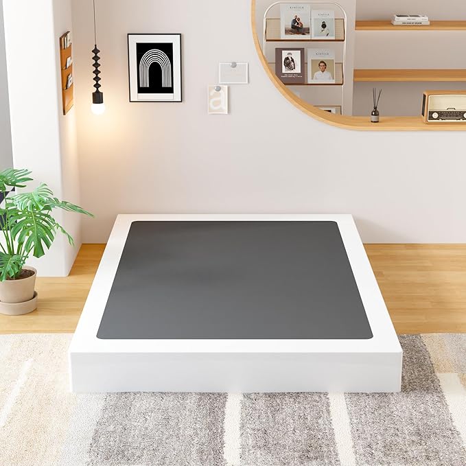 EMODA 9 Inch Full Size Box Spring Bed Base, 3000 LBS Heavy Duty Metal Mattress Foundation with Fabric Cover, Easy Assembly, Black