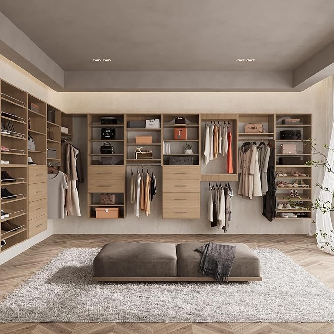 ROOMTEC 31.5" Shelf Short Tower Closet Unit, Modular Closet System with Shelf, Wardrobe Organizer for Bedroom or Walk-in Closet, Wall Mounted, Customizable Clothes Storage Unit, Wood