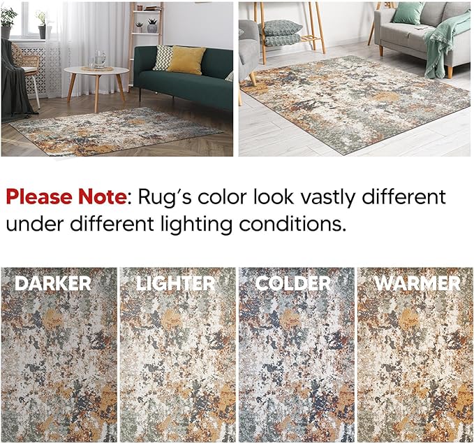 Keen Home Design Area Rugs - 2x18 Non-Shedding, Abstract Rugs for Kitchen, Living Room, Bedroom, Dining Room, Entryway - Size: 2'8" x 18', Multi