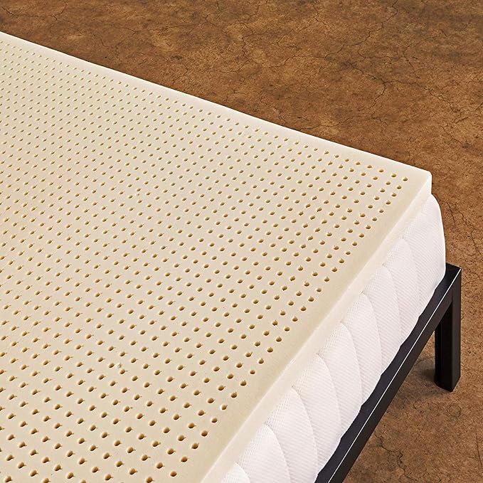 Pure Green Natural Latex Mattress Topper - Firm - 1 Inch - Queen Size (GOLS Certified Organic)