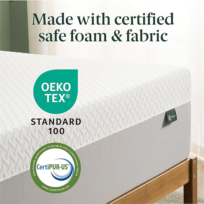 ZINUS 10 Inch Green Tea Essential Memory Foam Mattress [New Version], Queen, Fiberglass Free, Medium Feel, Breathable Airflow Memory Foam, Certified Safe Foams & Fabric, Mattress in A Box