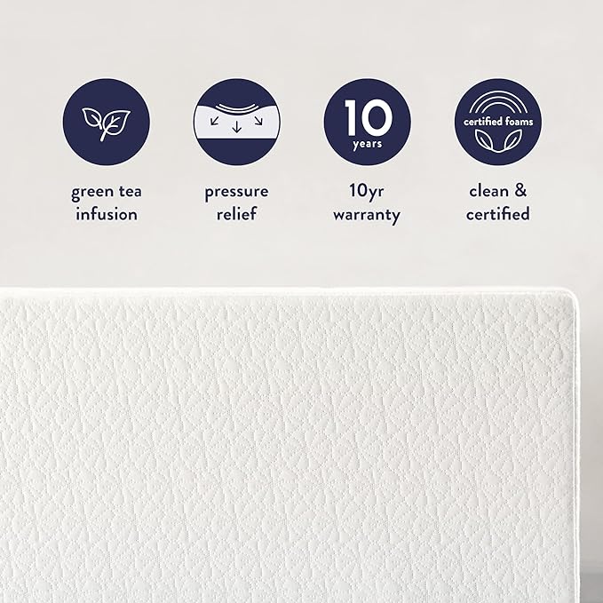 Best Price Mattress 12 Inch Full Mattress Bed-In-A-Box, Green Tea Memory Foam, White