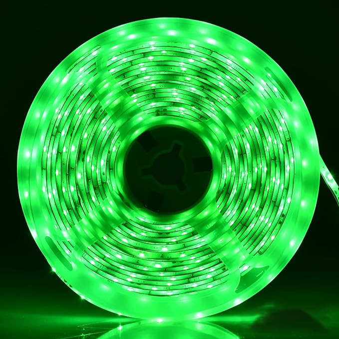 iNextStation 12V LED Light Strip IP65 Waterproof Green LED Strip Lights 16.4ft/5m Cuttable 300 SMD 2835 LED Tape Flexible Led Lights for Bedroom Outdoor Indoor Decor (Power Adapter not Included)