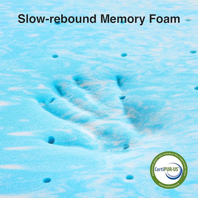 Novilla Memory Foam Mattress Topper Queen - 3 Inch Cooling Gel Infused Memory Foam | Slow-Rebound Pressure Relief | CertiPUR Certified | Comfort for Sleeper Sofa, RV, Camper, Dorm Room