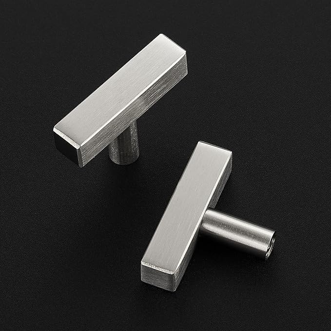 25 Pack Silver Cabinet Knobs - Sqaure Bar Cabinet Pulls Brushed Nickel Knobs for Kitchen Cabinet Drawer Stainless Steel Dresser Knobs for Cabinet Hardware 2in Length Single Hole
