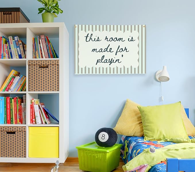 Playroom Rectangular Canvas Banner Wall Decor-Flag Poster Wall Decor for Baby Boy Girl Kids Teen,Playroom Nursery Homeschool Bedroom Home-Baby Shower Birthday Christmas-This Room Is Made for Playing