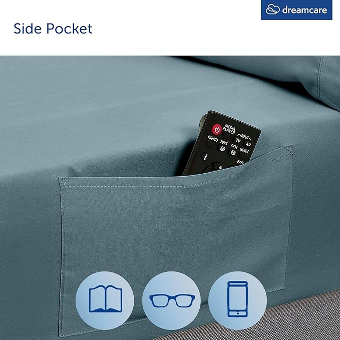DREAMCARE King Size Sheets Set – 6 pcs Cooling Bed Sheets – up to 21” Deep Pocket King Sheet Set – 2500 Supreme Collection – Extra Soft 100% Brushed Microfiber Hotel Luxury with Side Pocket – M Blue