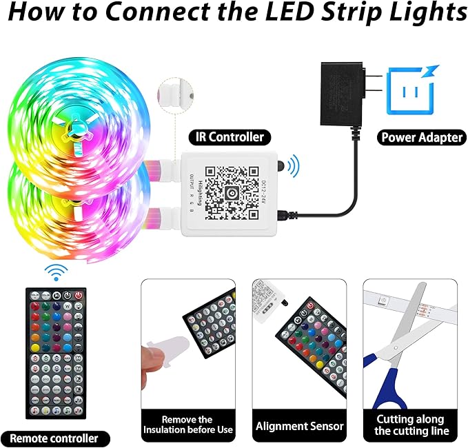 Led Lights for Bedroom 200FT, RGB Led Strip Lights Color Changing Indoor, Music Sync Led Light Strip with Remote & App Control, DIY Fancy Led Lights for Room Decor Ambient Lighting (2 * 100FT)