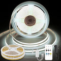 COB LED Strip Lights Cool White,24V Dimmable led Light Strip KIT with Remote and app Control,6000K 32.8FT/2 * 5m 8mm Wide Ra>90 Cuttable Flexible Strip Lights for Bedroom,Shelf,Cabinet