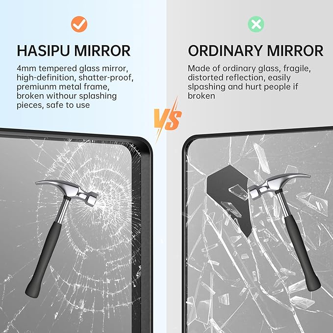 Hasipu Black Bathroom Mirror for Wall, 77 x 36 Inch Metal Framed Bathroom Mirrors for Over Sink, Rectangle Bathroom Vanity Mirror, Anti-Rust, Tempered Glass, Horizontal or Vertical