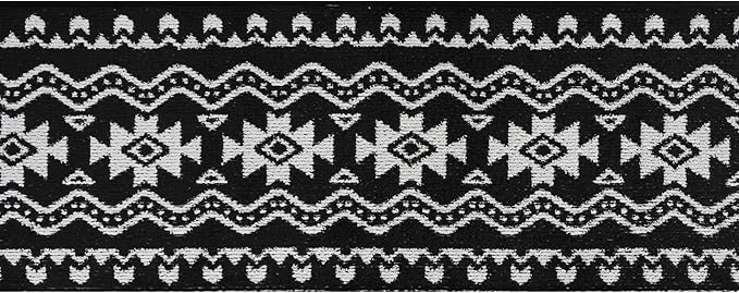 Custom Length Cut to Size Tribal Ethnic Southwestern Inspired Hallway Runner Rug, Non Slip Rubber Backed, 31 inch Wide X Customized Length, Aztec Black, 31 inch X 14 feet