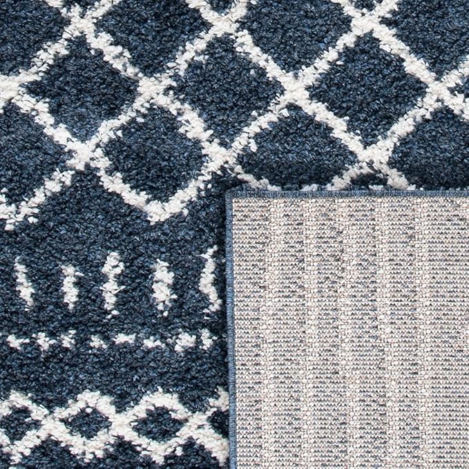 SAFAVIEH Arizona Shag Collection Accent Rug - 4' x 6', Slate Blue & Ivory, Design, Non-Shedding & Easy Care, 1.6-inch Thick Ideal for High Traffic Areas in Entryway, Living Room, Bedroom (ASG741L)