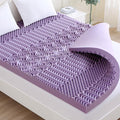 MUXHOMO 3.9 Inch 7-Zone Queen Mattress Topper, Egg Crate Foam Mattress Topper Queen Size for Back Pain, Lavender Cooling Gel Infused Bed Pad, CertiPUR-US and Oeko-TEX Certification (60"×80")