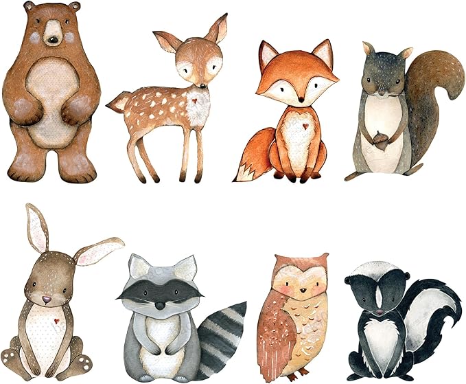 Back40Life Forest Critters Painted Wooden Animal Cutout Shapes (Medium (Bundle of 8))