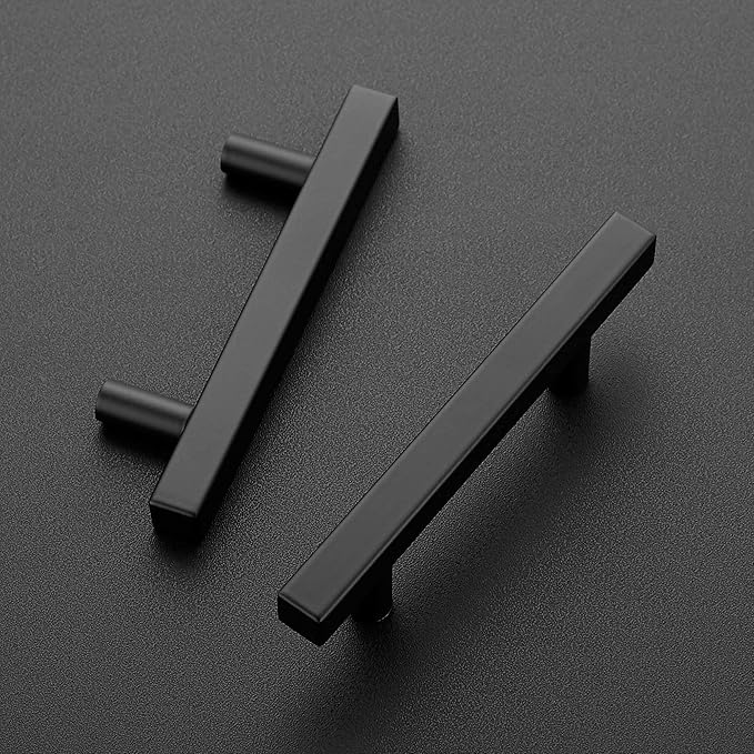 Ravinte 20 Pack Black Cabinet Handles 3 Inch Square Cabinet Pulls Matte Black Square Hardware for Kitchen Cabinets - 5 Inch Total Length