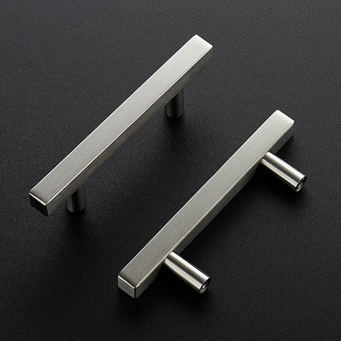 Ravinte 5 Pack Cabinet Handles 3 Inch Brushed Nickel Cabinet Pulls Square Hardware for Kitchen Cabinets - 5 Inch Total Length