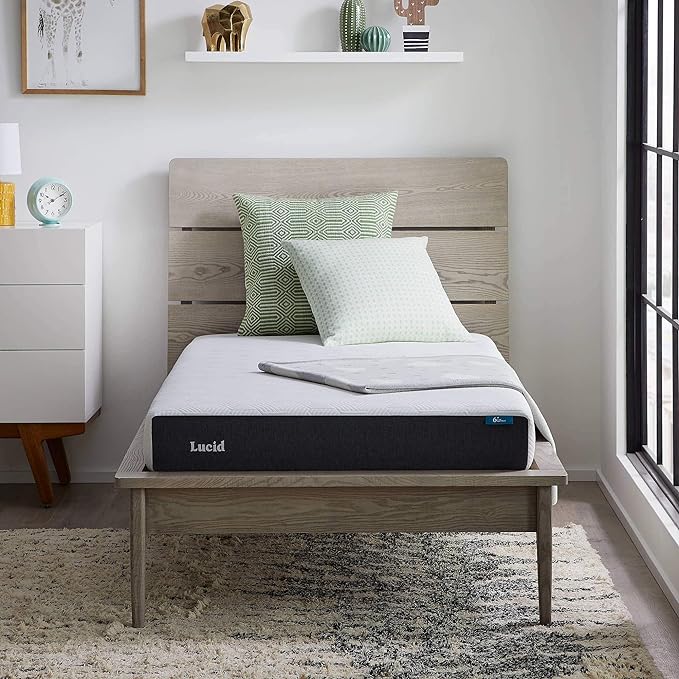 Lucid 6 Inch Memory Foam Mattress – Low Profile – Medium Firm Feel - Infused with Bamboo Charcoal and Gel - Bed in a Box - Temperature Regulating - Breathable - Full Size