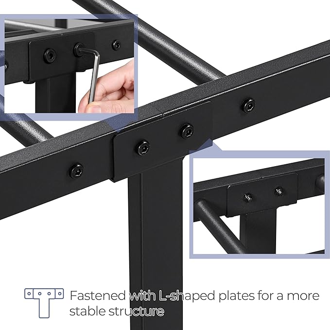 Yaheetech Classic Metal Platform Bed Frame Mattress Foundation with Victorian Style Iron-Art Headboard/Footboard/Under Bed Storage/No Box Spring Needed/California King Size Black