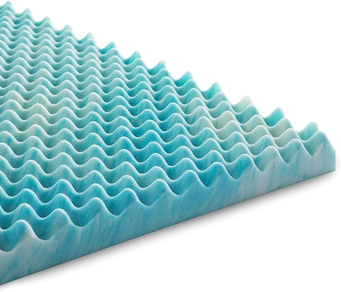Linenspa 2 Inch Convoluted Gel Swirl Memory Foam Mattress Topper - Promotes Airflow - Relieves Pressure Points - King