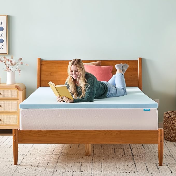 Linenspa Memory Foam Mattress Topper - 2 Inch Gel Infused Memory Foam - Plush Feel - Cooling and Pressure Relieving - CertiPUR Certified - Dorm Room Essentials - California King Size