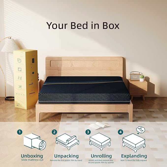 Crystli Full Mattress 12 Inch, Gel Memory Foam Full Size Mattresses, Activated Charcoal Infused, Medium Firm Bed Mattress in a Box for Pressure Relief, Fiberglass-Free, CertiPUR-US Certified, Black