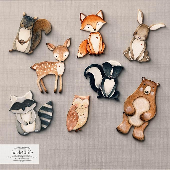 Back40Life Forest Critters Painted Wooden Animal Cutout Shapes (Small (Bundle of 8))