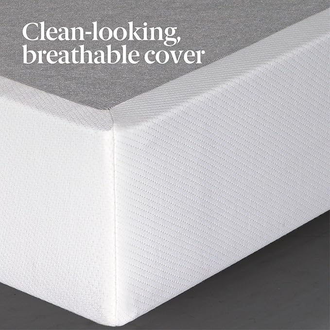 ZINUS 9 Inch Box Spring with Cover, No Assembly Mattress Foundation, Sturdy Metal Structure, Split Cal King, White