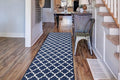 Custom Size Cut to Length Moroccan Trellis Design Runner Rug Mat For Wide Long Hallways with Non-Slip Rubber Backing, Better Traction for Pets, Prevent Slippage, Trellis Navy Blue, 31 inch X 9 feet