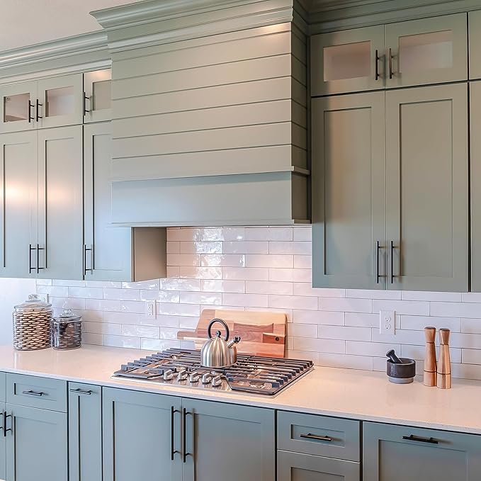 JOY DECOR 45 Pack Cabinet Handles, Black Cabinet Pulls, 3 in Hole Center Kitchen Hardware, Stainless Steel T Bar Handles for Dresser Drawers