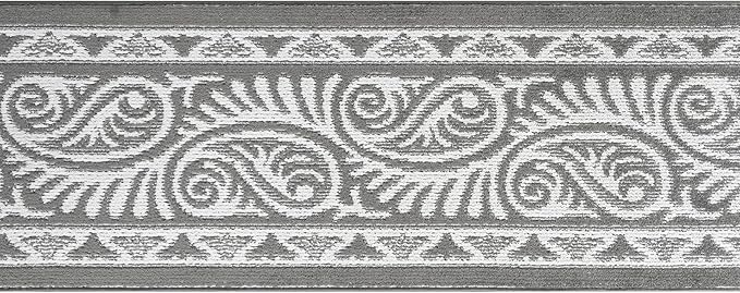 Custom Length Cut to Size Tribal Ethnic Southwestern Inspired Hallway Runner Rug, Non Slip Rubber Backed, 31 inch Wide X Customized Length, Mayan Grey, 31 inch X 8 feet