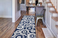 Custom Length Cut to Size Retro Modern Coastal Carpet Runner Rug for Hallways, Non Slip Rubber Backed, 31 inch Wide X Customized Length, Geo Blue, 31 inch X 25 feet