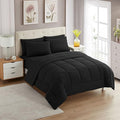 King Size Comforter Set with Sheets - 7-Piece Bedding Collection - 1 Comforter, 1 Fitted Sheet, 1 Flat, 4 Pillowcases - Deep Pocket - Soft & Breathable Premium Quality - Ideal for All Seasons, Black