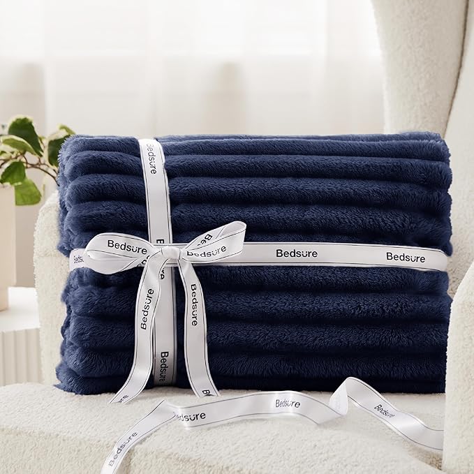 Bedsure GentleSoft Blue Fleece Blanket for Couch - Cozy Soft Blankets for Women, Cute Small Throws for Girls, 50x60 Inches