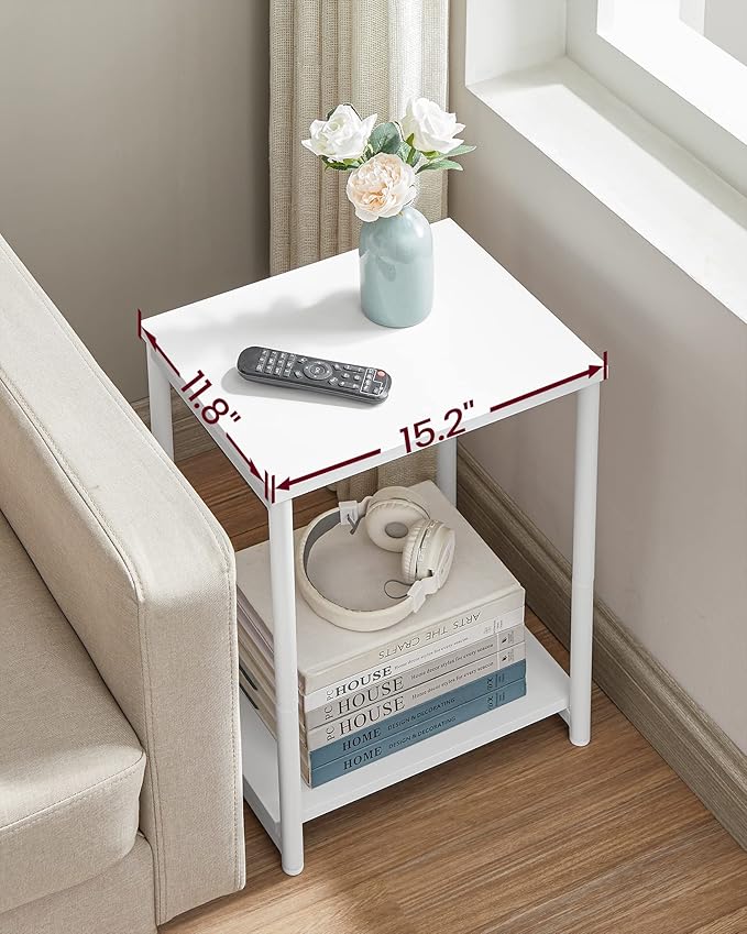 VASAGLE Side Tables Set of 2, Small End Table, Nightstand for Living Room, Bedroom, Office, Bathroom, White ULET272W14