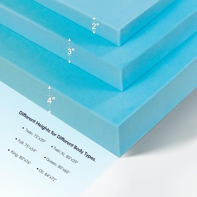 Subrtex Mattress Topper, Memory Foam Mattress Topper, Gel-Infused Memory Foam Topper for Side Stomach Sleepers, Breathable Bed Toppers (4 Inch, Cal King)