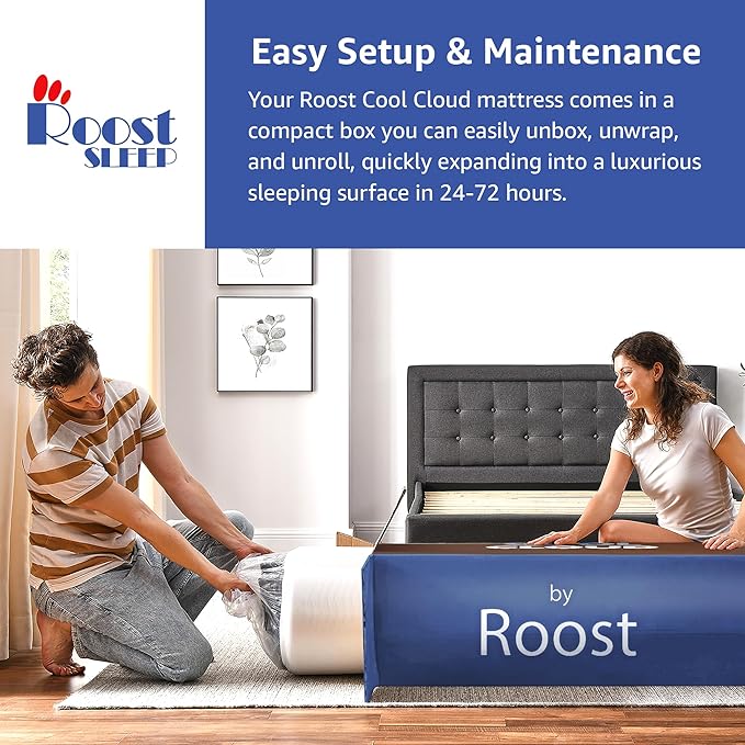 ROOST SLEEP Memory Foam Mattress, 14-Inch Full – Cool Cloud Gel Foam Mattress with Plush Support, Breathable Comfort & Cooling Relief – Ideal for All Sleep Styles