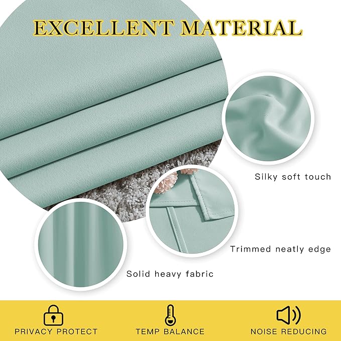 NICETOWN Aqua Blue Curtains 84 inch Length 2 Panels, Grommet Thermal Insulated Window Treatments Light & Sound Reducing Drapes for Living Room/Bedroom, W46 x L84